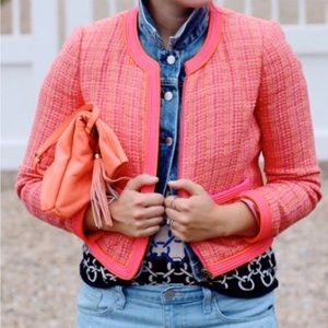 J. Crew Neon Pink Orange Tweed Blazer